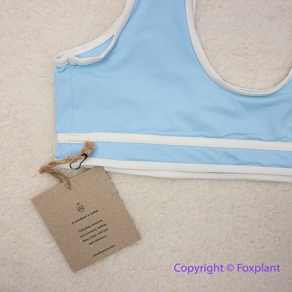 NEW Stone Fox Swim x Free People Dahlia bikini top, Summer Song blue, size M - Picture 11 of 12